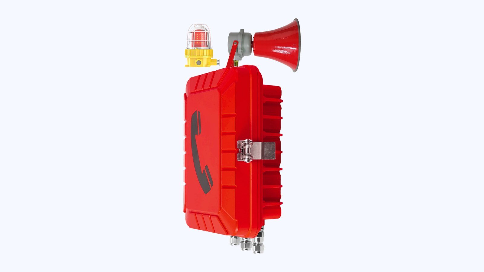 Red explosion-proof telephone with sound and light signals