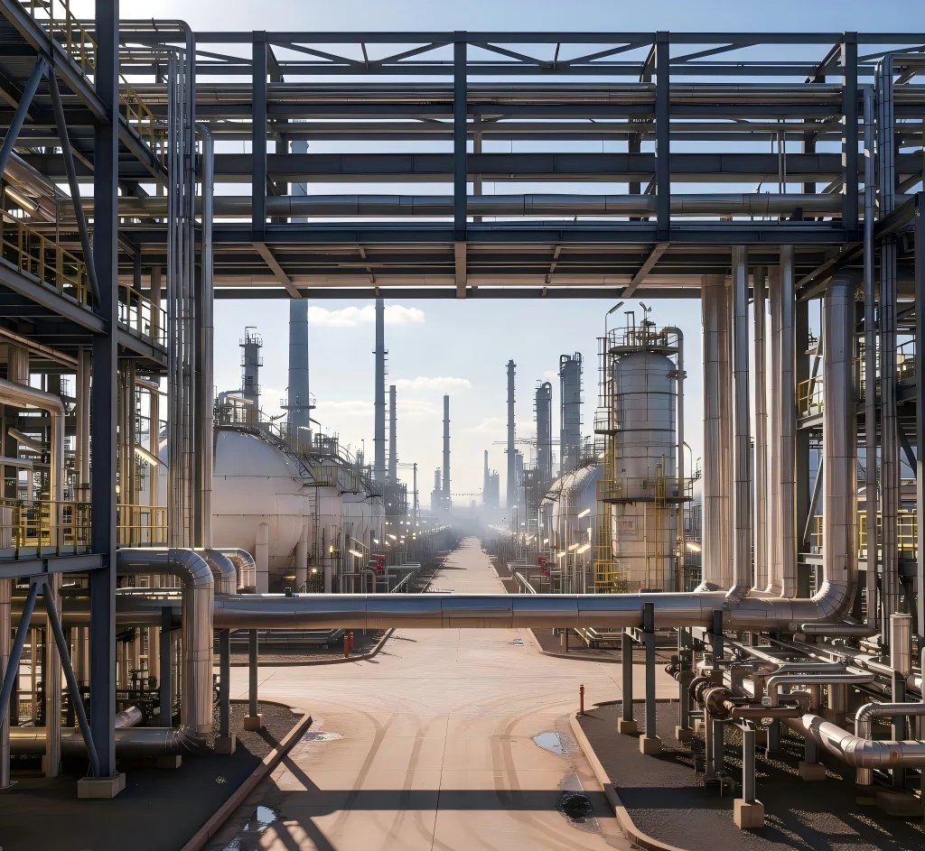 Petrochemical plant at dusk