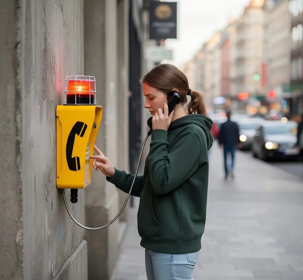 Outdoor industrial telephone used for point-to-point calling